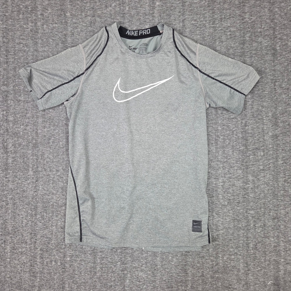 Nike Pro Shirt Men's XL DriFit Gray Short Sleeve Athletic Gym Training